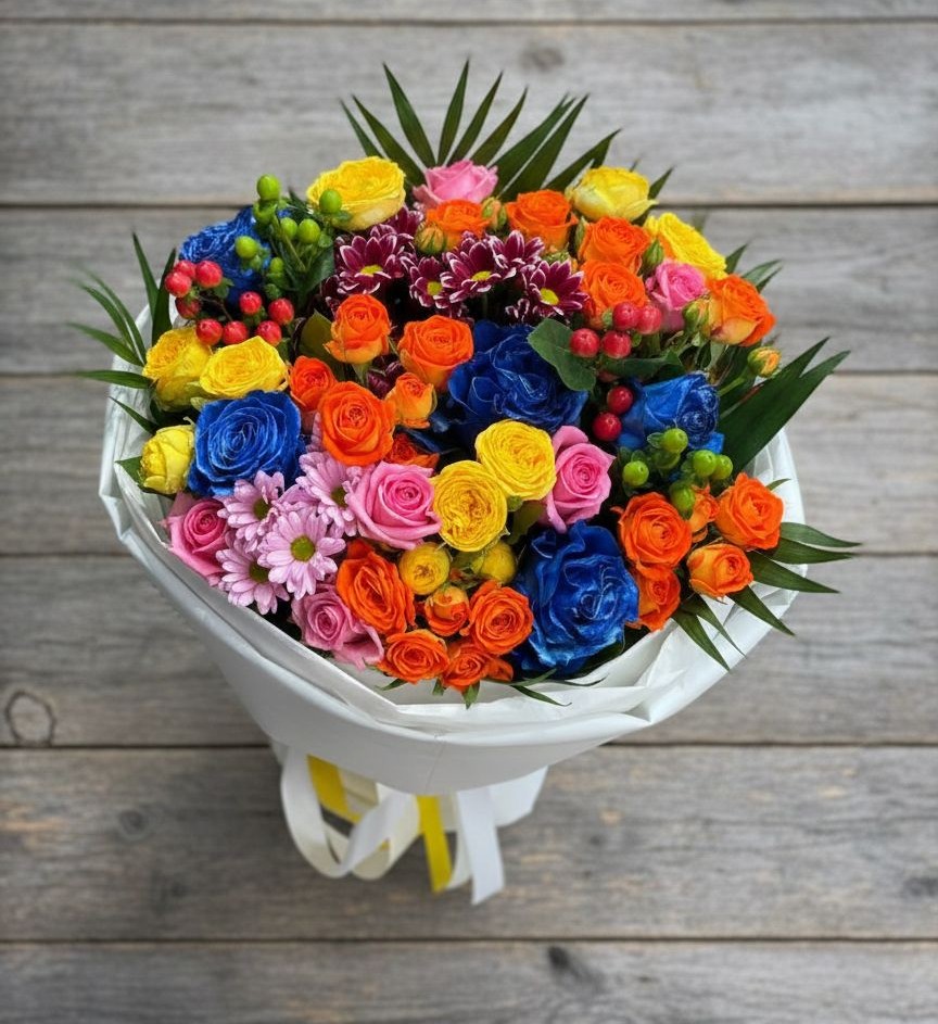 Букет цветов из: Розы и Хризантемы в Улькан