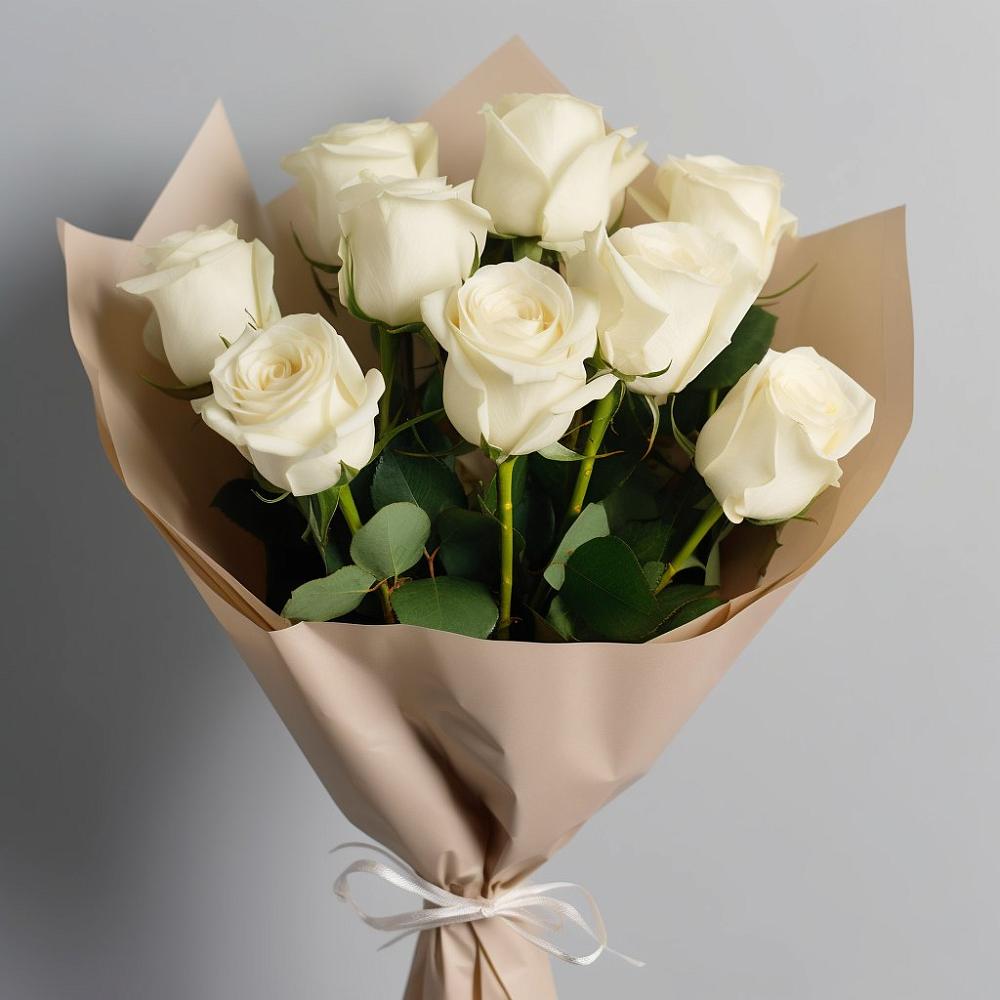 Букет 9 Белых роз Эдлесс Лав в Улькан