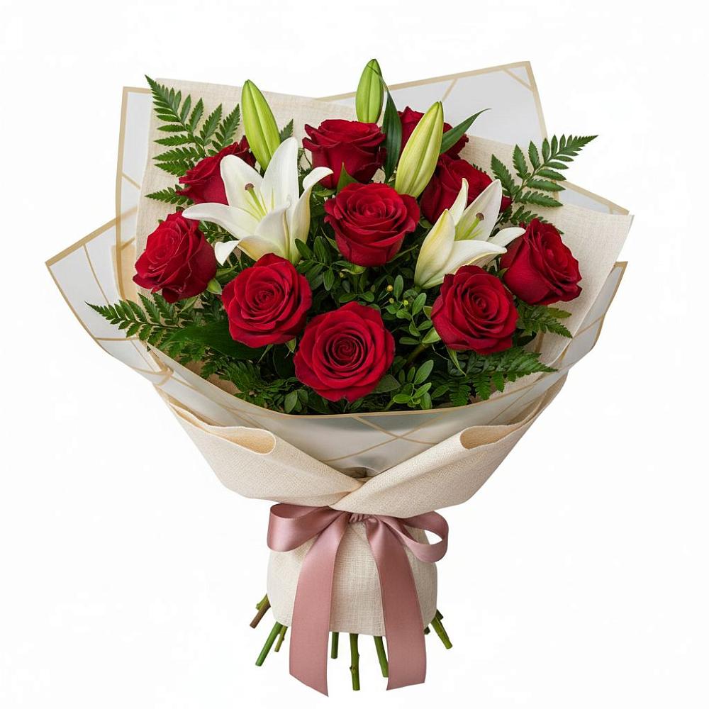 Букет цветов из: Лилии и Розы в Улькан