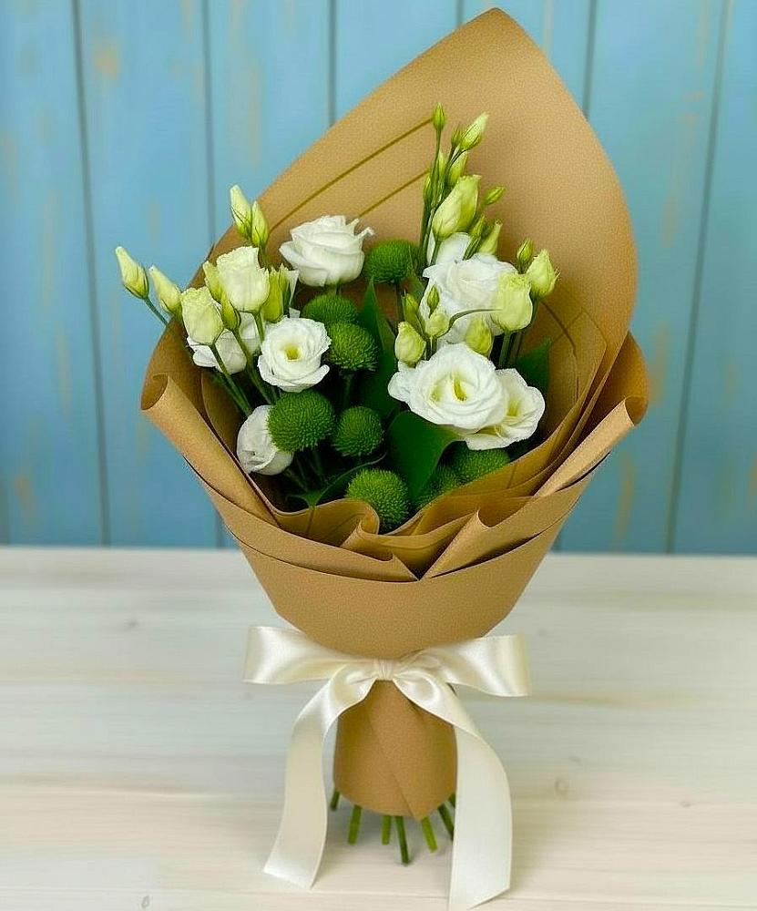 Букет цветов из: Хризантемы и Лизиантусы в Улькан