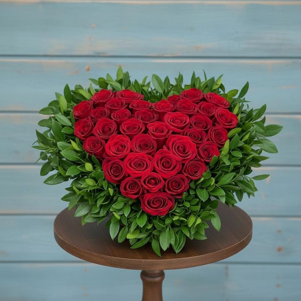 Цветочная композиция из Розы в виде сердца в Улькан