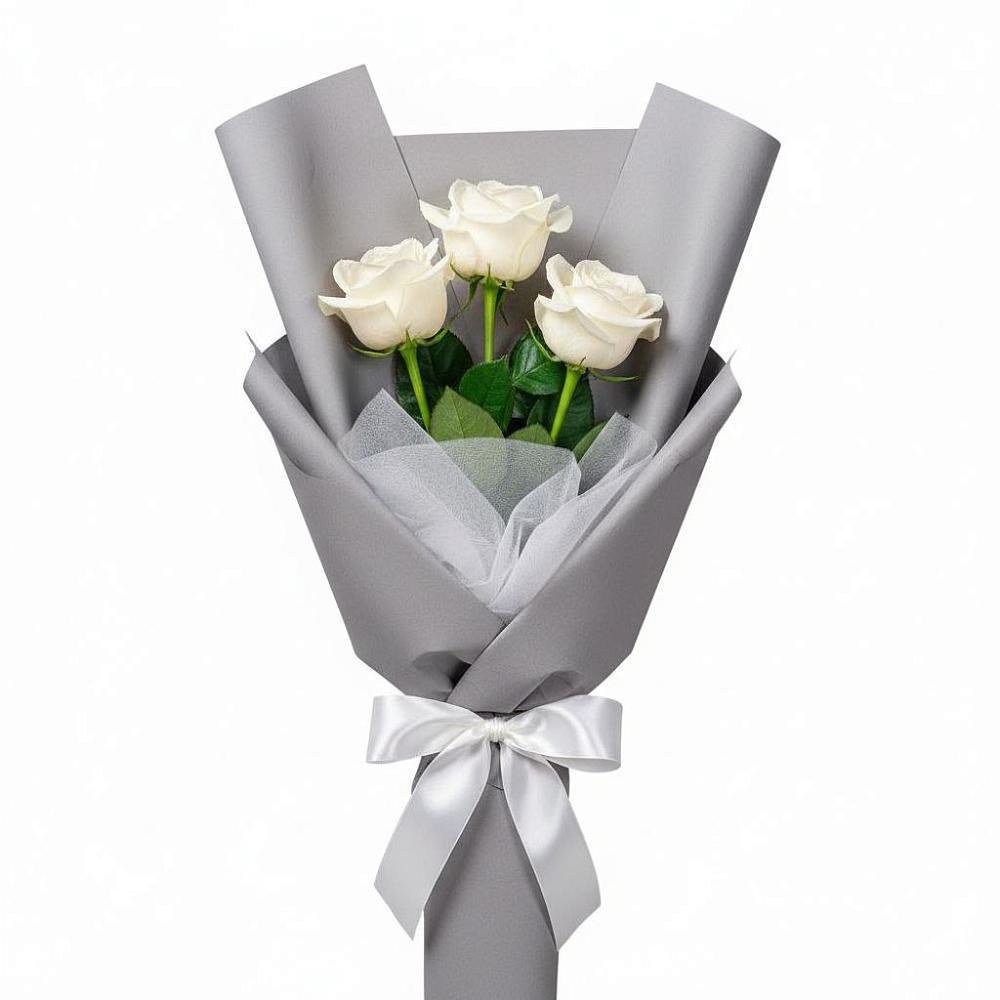 Букет 3 белые розы в Улькан