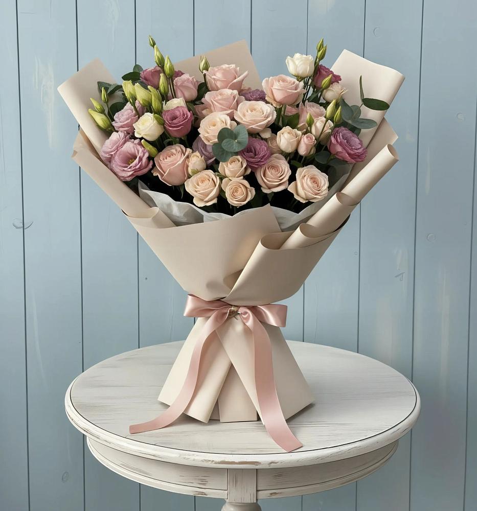 Букет цветов из: Розы и Лизиантусы в Улькан