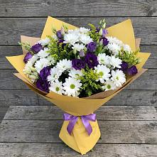 Букет цветов из:  Ирисы, Хризантемы и Ромашки #REPLACE_PRED# Улькан