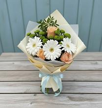 Букет цветов из:  Герберы, Розы и Хризантемы в Улькан