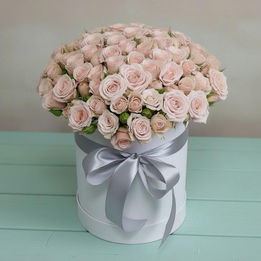 Цветочная композиция из Розы в шляпной коробке в Улькан